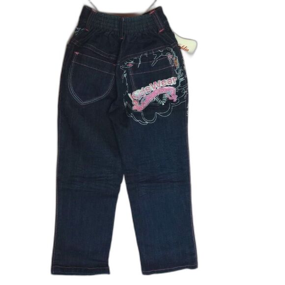 ⭐ Goldia Kids Wear Girls Denim Jeans Pink Embroidered Elastic Waist NWT  24 / 4T - Picture 2 of 5